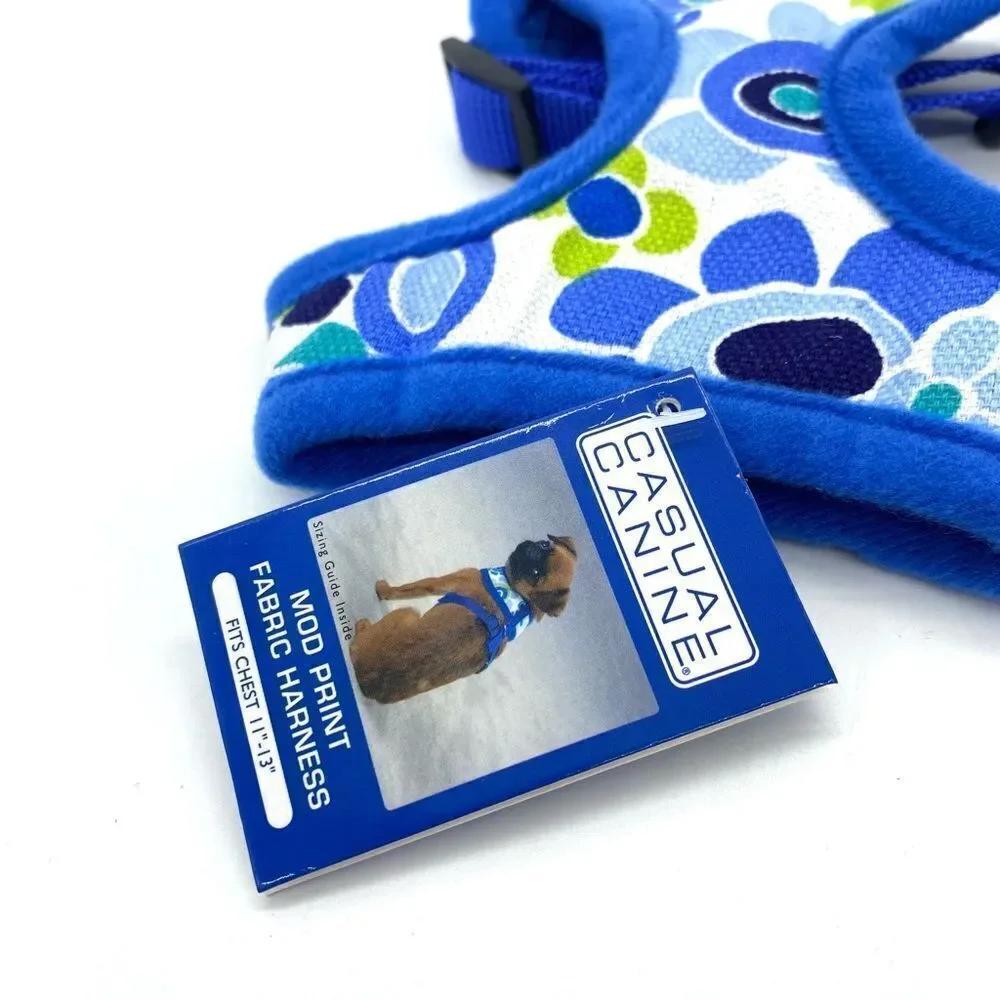 Dog Harness Casual Canine Blue Floral Mod Print XS New